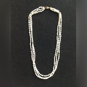 3 Strand Freshwater Pearl Necklace. 9”